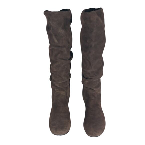 STEVE MADDEN! CHOCOLATE BROWN GENUINE SUEDE LEATHER SLOUCHY BOHO BOOTS! SZ 6M - Picture 4 of 11